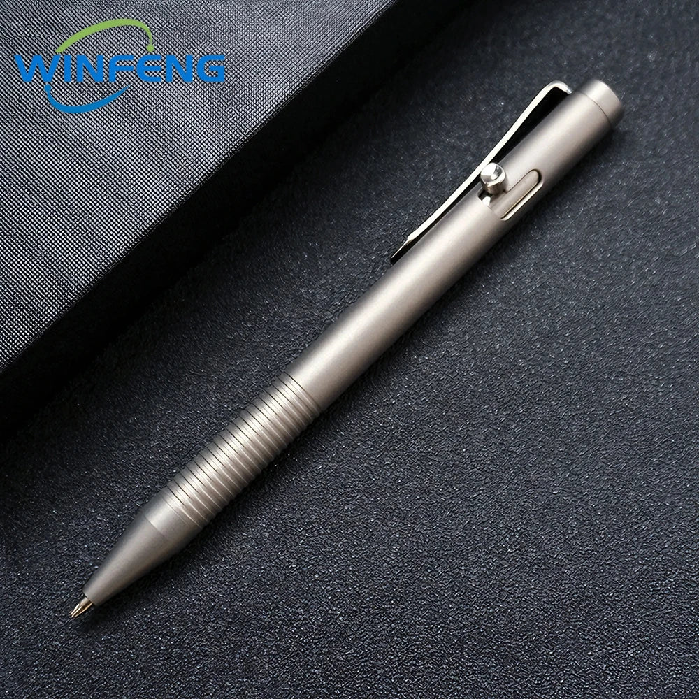 Luxury Titanium Alloy Tactical Pen Bolt Action Retractable Ballpoint Pen Office School Stationery Easy Carry Daily Writing Pen