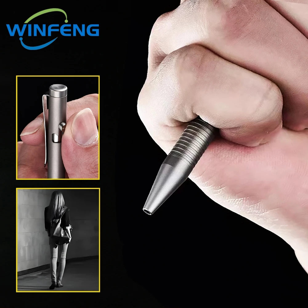 Luxury Titanium Alloy Tactical Pen Bolt Action Retractable Ballpoint Pen Office School Stationery Easy Carry Daily Writing Pen