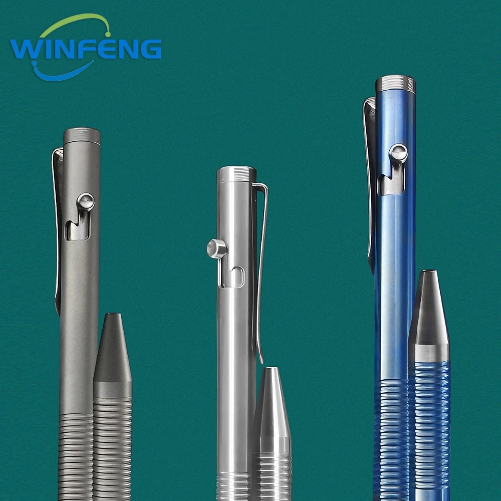 Luxury Titanium Alloy Tactical Pen Bolt Action Retractable Ballpoint Pen Office School Stationery Easy Carry Daily Writing Pen