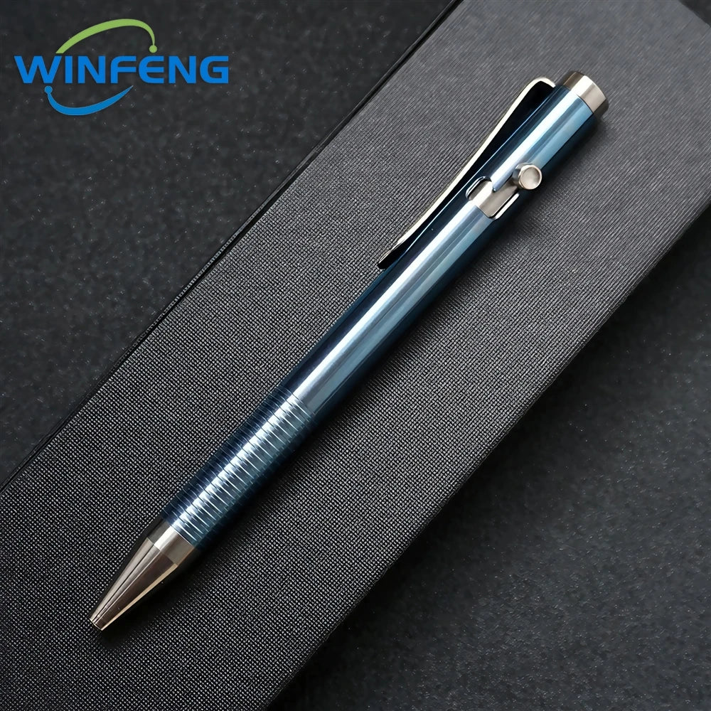 Luxury Titanium Alloy Tactical Pen Bolt Action Retractable Ballpoint Pen Office School Stationery Easy Carry Daily Writing Pen