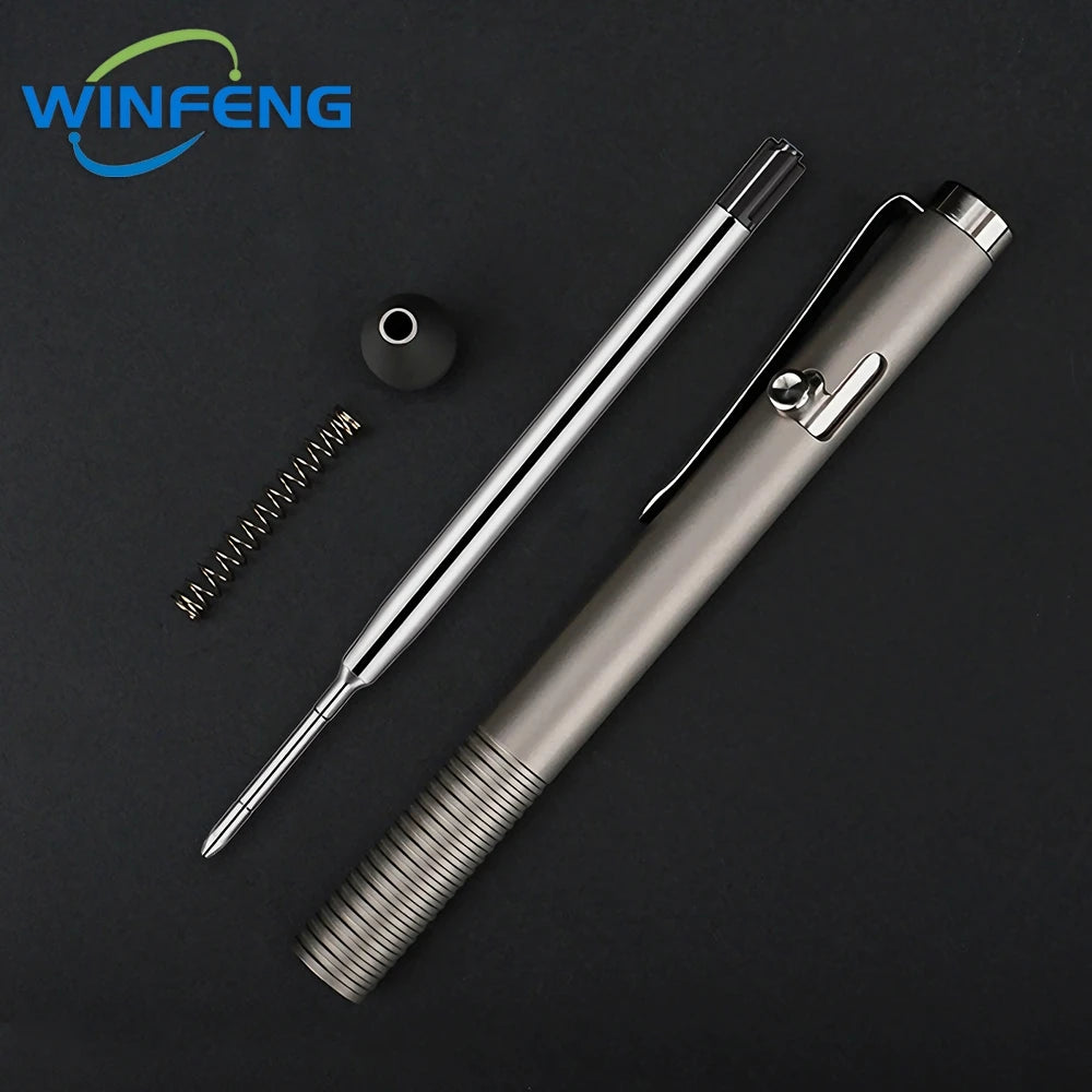 Luxury Titanium Alloy Tactical Pen Bolt Action Retractable Ballpoint Pen Office School Stationery Easy Carry Daily Writing Pen