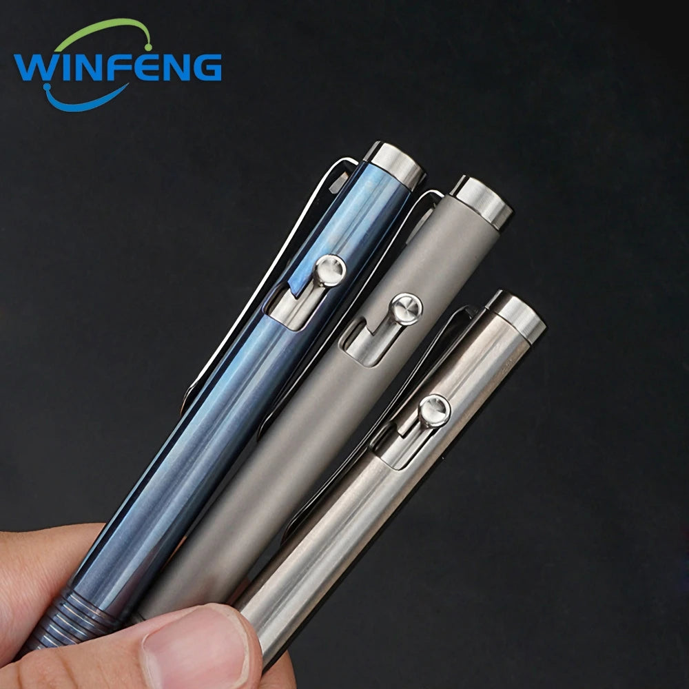 Luxury Titanium Alloy Tactical Pen Bolt Action Retractable Ballpoint Pen Office School Stationery Easy Carry Daily Writing Pen