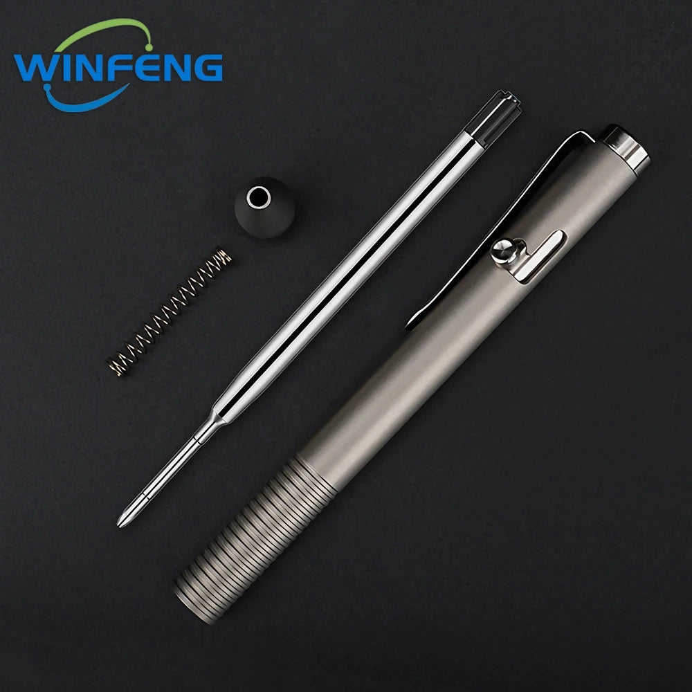Luxury Titanium Alloy Tactical Pen Bolt Action Retractable Ballpoint Pen Office School Stationery Easy Carry Daily Writing Pen