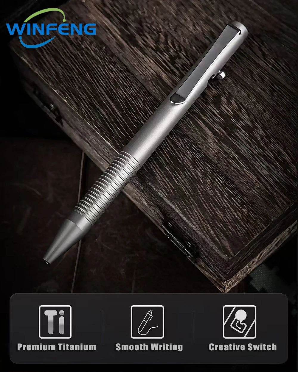 Luxury Titanium Alloy Tactical Pen Bolt Action Retractable Ballpoint Pen Office School Stationery Easy Carry Daily Writing Pen