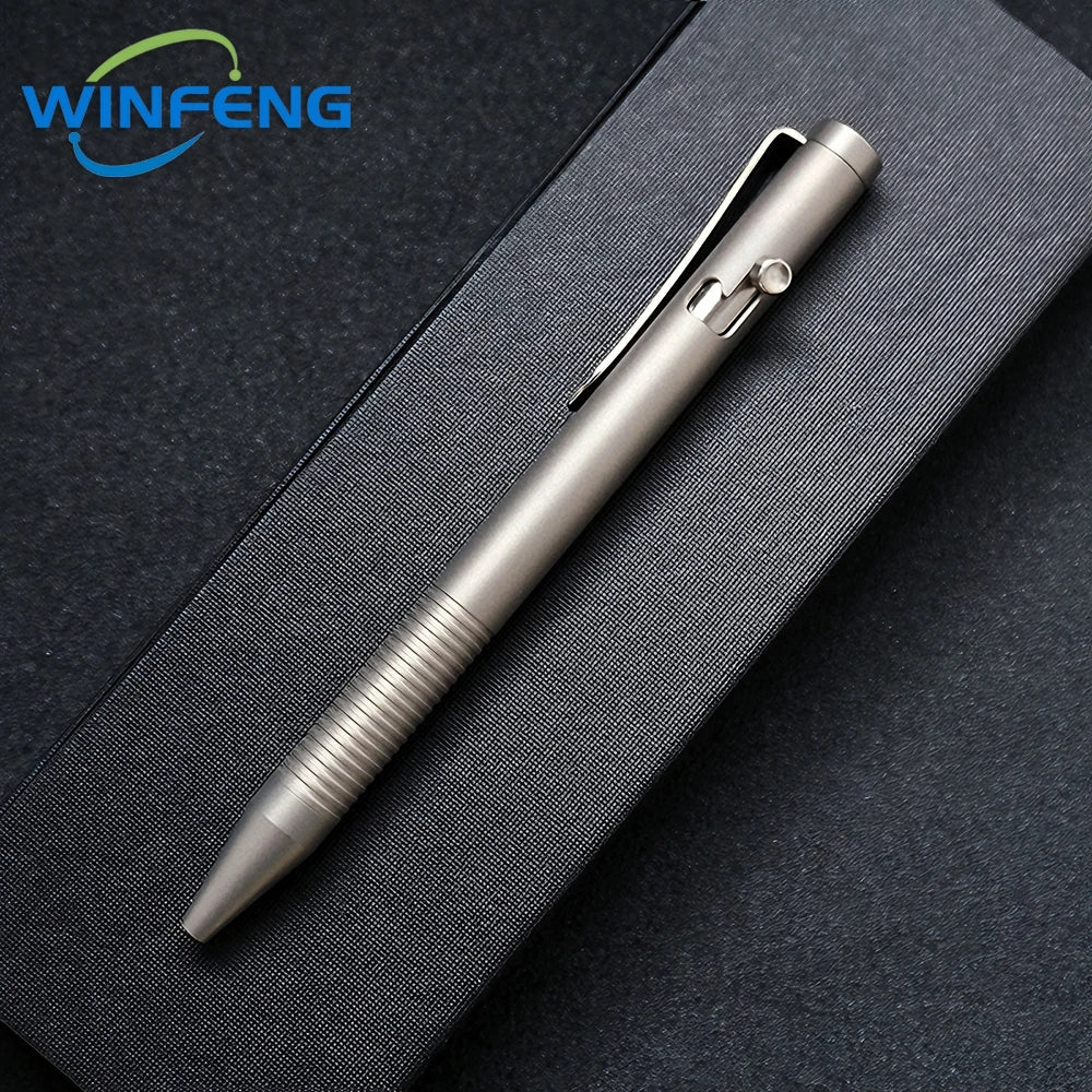 Luxury Titanium Alloy Tactical Pen Bolt Action Retractable Ballpoint Pen Office School Stationery Easy Carry Daily Writing Pen
