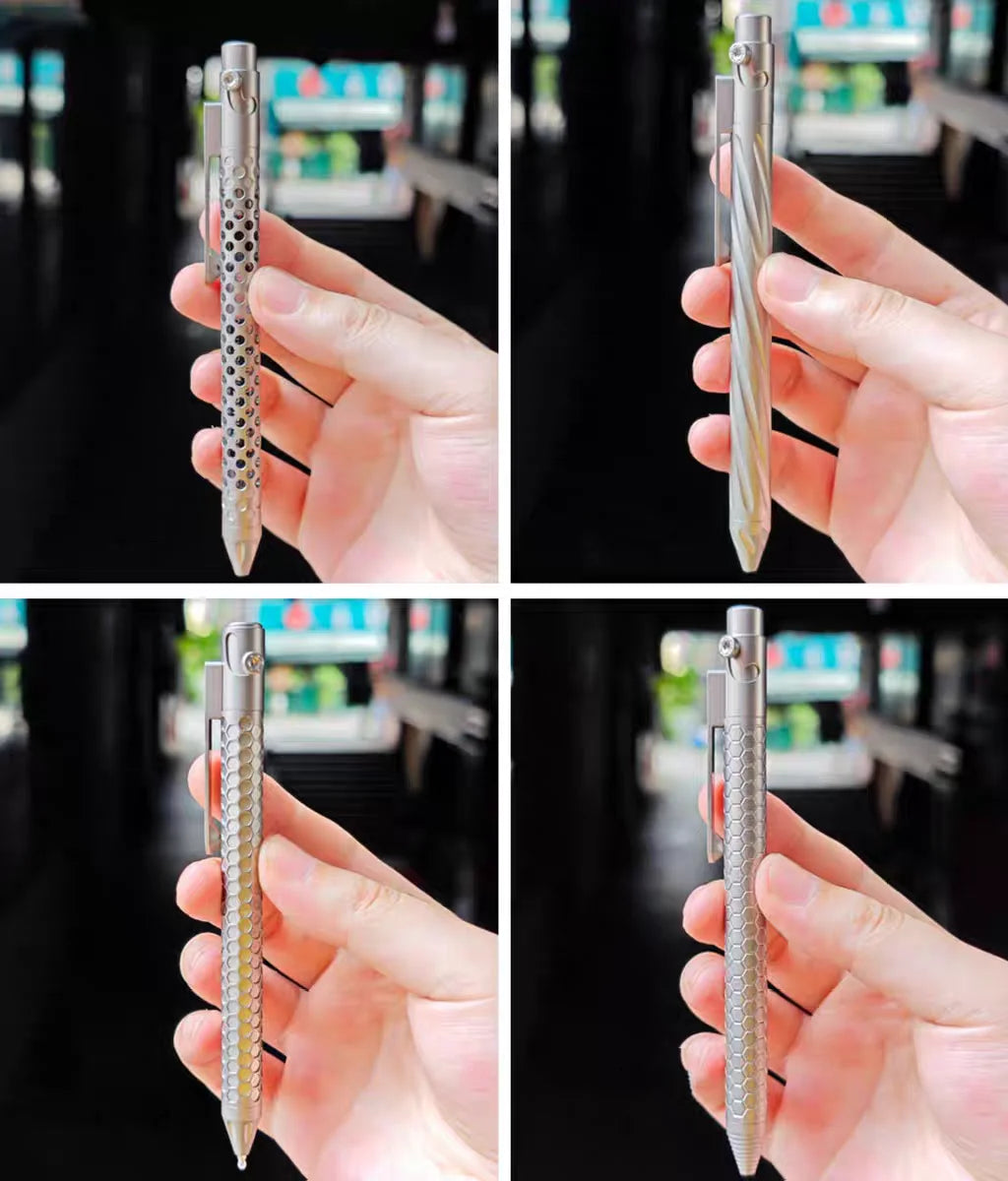 Titanium Pen with Quick Release Mechanism | Refillable G2 Ink Cartridge