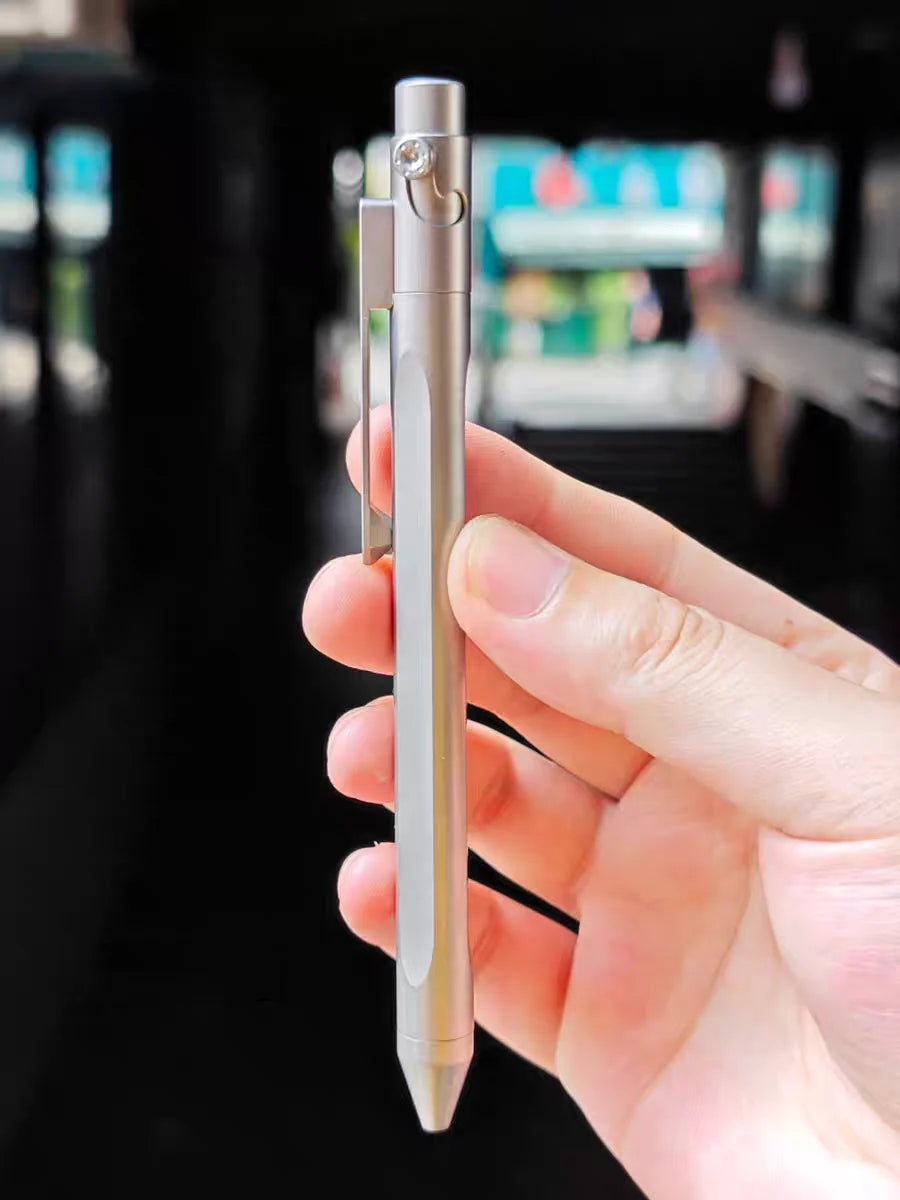 Titanium Pen with Quick Release Mechanism | Refillable G2 Ink Cartridge