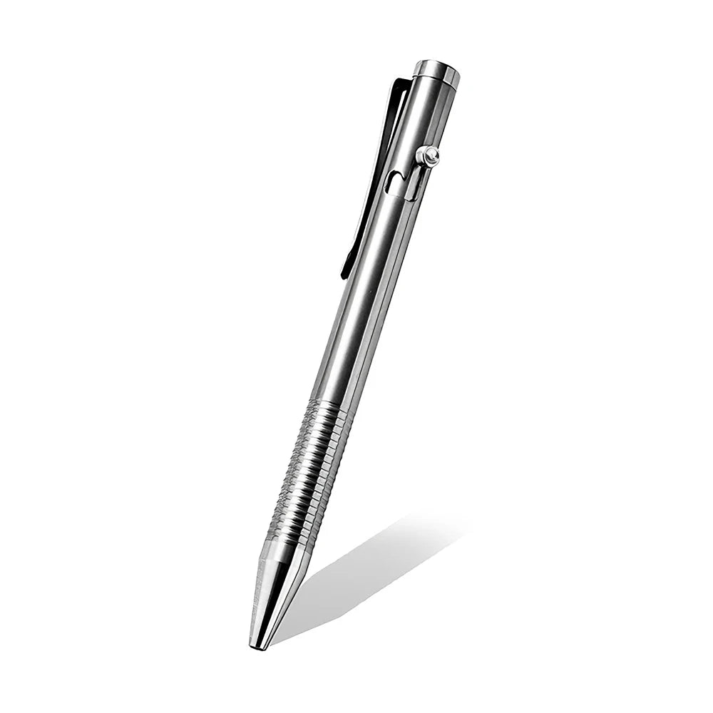 Luxury Titanium Alloy Tactical Pen Bolt Action Retractable Ballpoint Pen Office School Stationery Easy Carry Daily Writing Pen