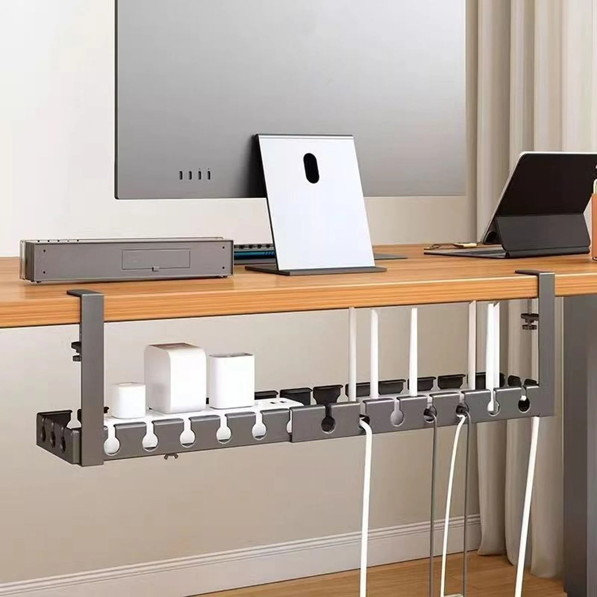 Under Desk Cable Management Tray No Drill