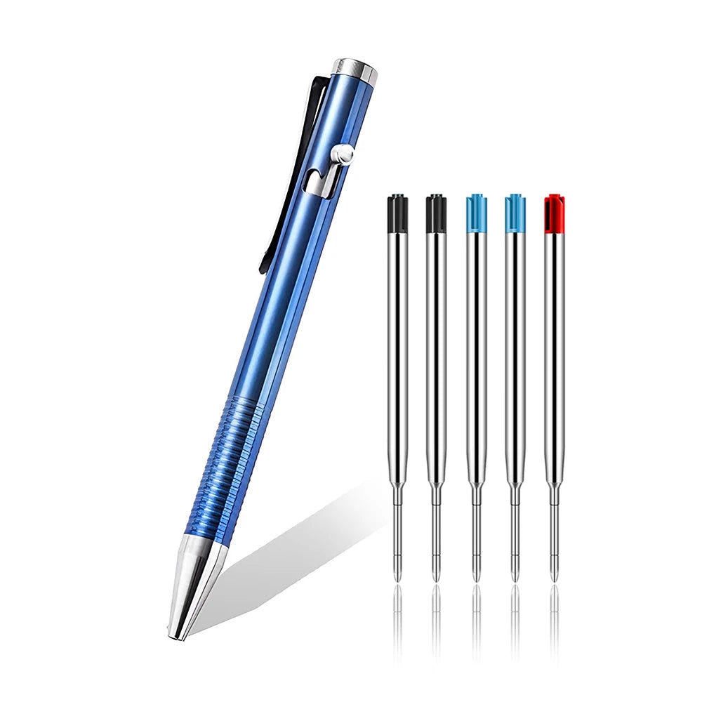 Luxury Titanium Alloy Tactical Pen Bolt Action Retractable Ballpoint Pen Office School Stationery Easy Carry Daily Writing Pen