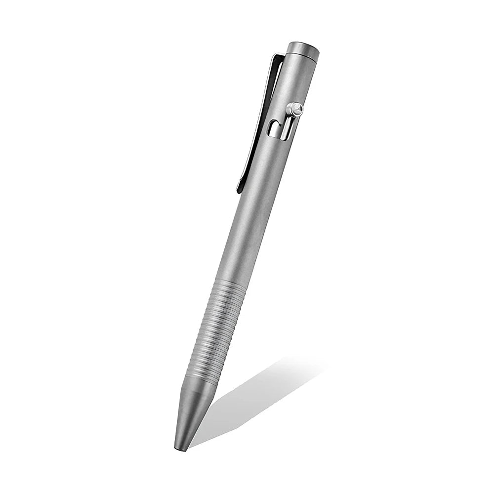 Luxury Titanium Alloy Tactical Pen Bolt Action Retractable Ballpoint Pen Office School Stationery Easy Carry Daily Writing Pen